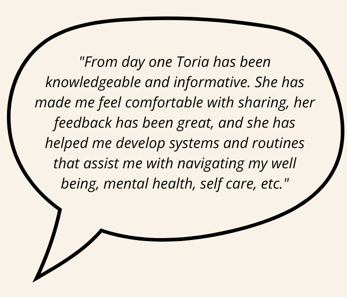 Client testimonial displayed inside chat bubble